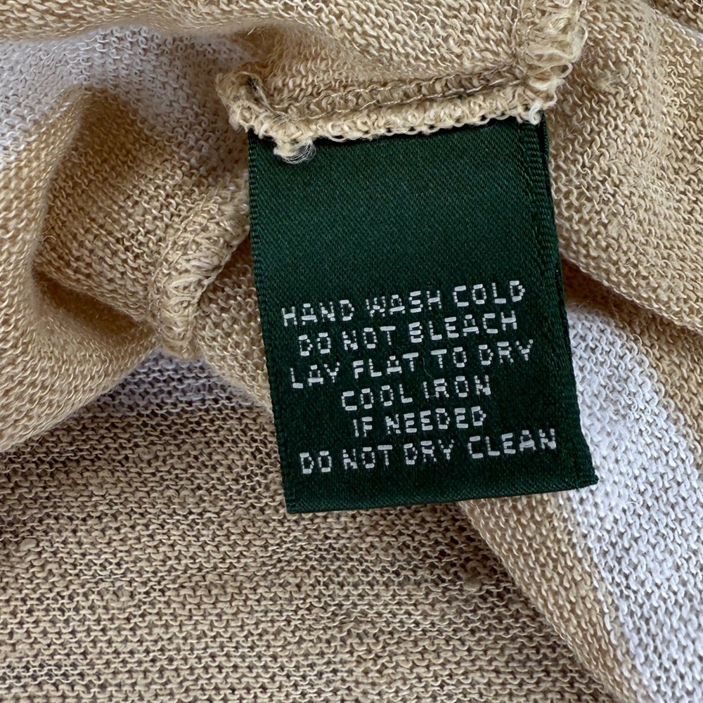 Lauren Ralph Lauren Striped Long Sleeve Top 100% Linen - Picture 7 of 9